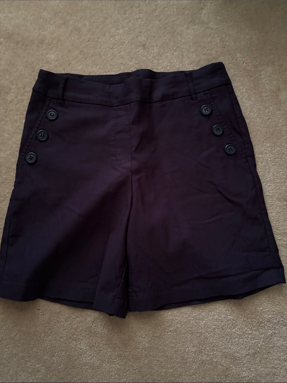 Tribal Navy High-Waist Button Front Bermuda Shorts